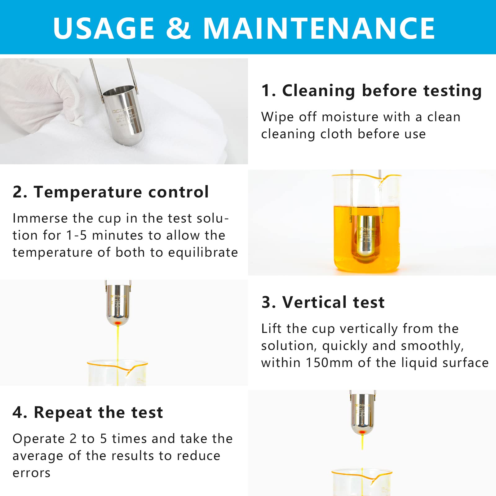 GELTTULU Zahn Cup Immersion Viscosity Cup,#1 to #5 Dip Type 44ml Stainless Steel Viscometer Flow Cup with Storage Rack for Paint, Ink, Dye, Lacquers, Food, Syrup,Oil(5 pcs）