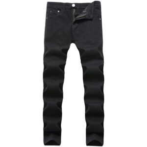 men's slim fit skinny stretch jeans vintage distressed comfy denim pants washed straight leg comfy jean trousers (black,38)