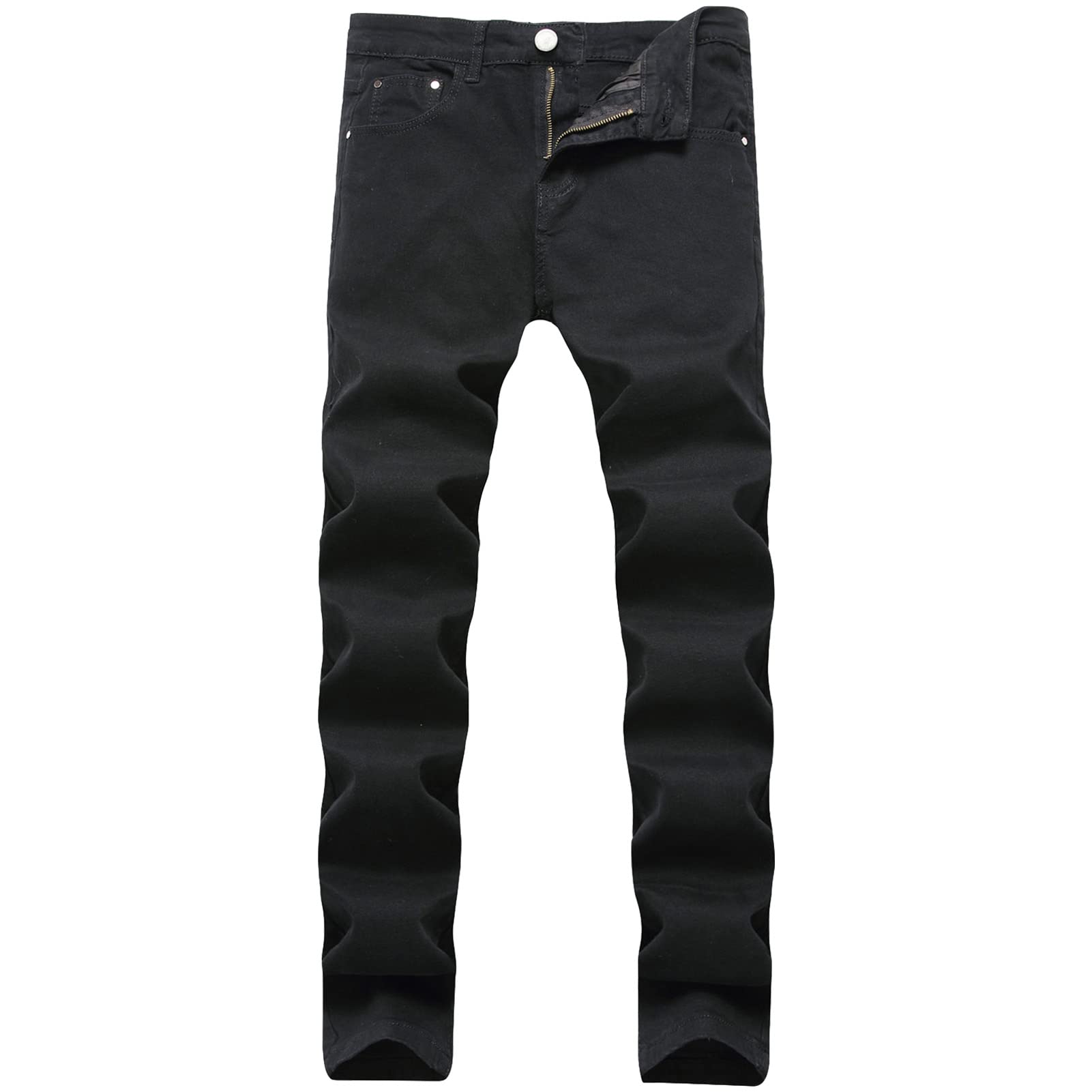 Men's Slim Fit Skinny Stretch Jeans Vintage Distressed Comfy Denim Pants Washed Straight Leg Comfy Jean Trousers (Black,32)