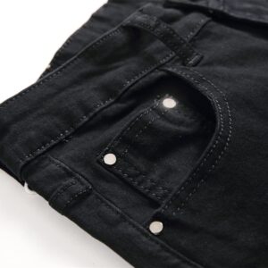 Men's Slim Fit Skinny Stretch Jeans Vintage Distressed Comfy Denim Pants Washed Straight Leg Comfy Jean Trousers (Black,32)