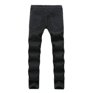 Men's Slim Fit Skinny Stretch Jeans Vintage Distressed Comfy Denim Pants Washed Straight Leg Comfy Jean Trousers (Black,32)