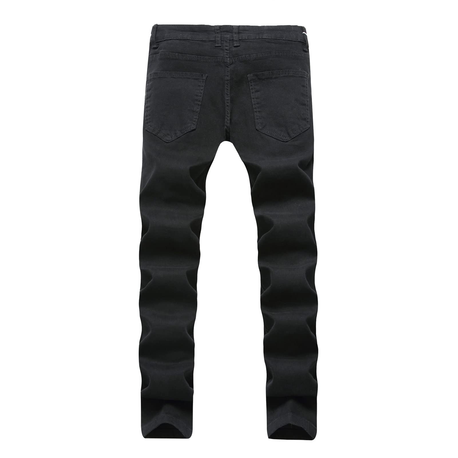 Men's Slim Fit Skinny Stretch Jeans Vintage Distressed Comfy Denim Pants Washed Straight Leg Comfy Jean Trousers (Black,32)