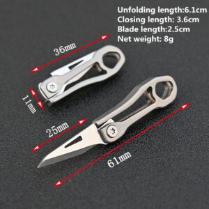 KUNSON Ultra Small Little Folding Pocket Titanium Alloy Knife with 420j2 Stainless Steel Blade, Mini EDC Portable Knife/Box Cutter/Package Opener, Ultra Compact and Lightweight Mini Folding Knife