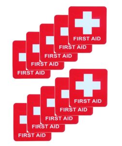 haisda waterproof first aid kit stickers decal emergency symbol logo labels, hospital ambulance safety signs, size: 2.8" x 2.8", vinyl wall sticker, pack of 10