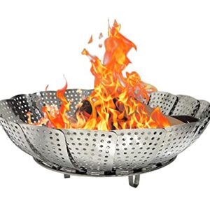 Portable Folding Fire Pit for Camping 11 inch Small Mini Firepit Round Collapsible Fire Bowl Wood Burning Stainless Steel Cheap Outdoor Backyard Outside Camp Hiking Travel Beach