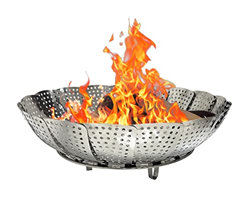 Portable Folding Fire Pit for Camping 11 inch Small Mini Firepit Round Collapsible Fire Bowl Wood Burning Stainless Steel Cheap Outdoor Backyard Outside Camp Hiking Travel Beach