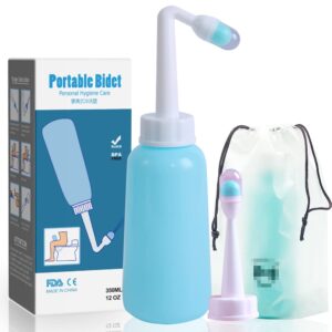 Postpartum Care Bottle, Inverted Nursing Bottle Spray Bottle ,Travel Bidet, Woman and Mother and Baby Wash 2 in 1 Handheld Personal Bidet Bottle 350Ml,Resistant to 100ºC,Bonus Bag (Green)