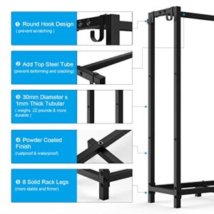 EMBATHER Firewood Rack for Outdoor Indoor Fireplace 4ft Heavy Duty Fire Wood Rack Adjustable Log Holder Metal Stand Lumber Storage Stacker Carrier Organizer, Matte Black