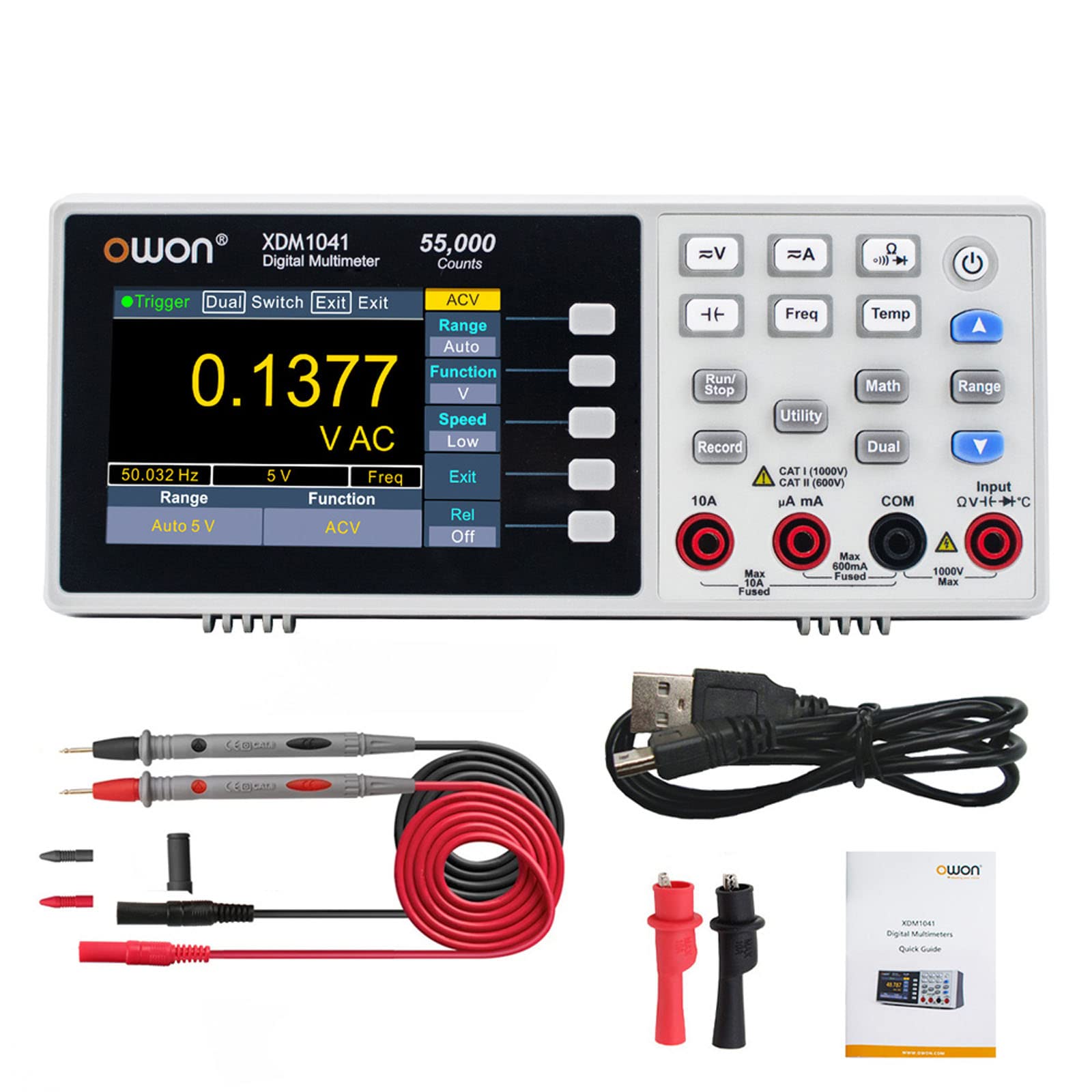 OWON XDM1041 USB/RS232 Digital Multimeter 55000 Counts High Accuracy Universal Desktop Temperature Multimeters Meter with 3.7Inch LCD Screen