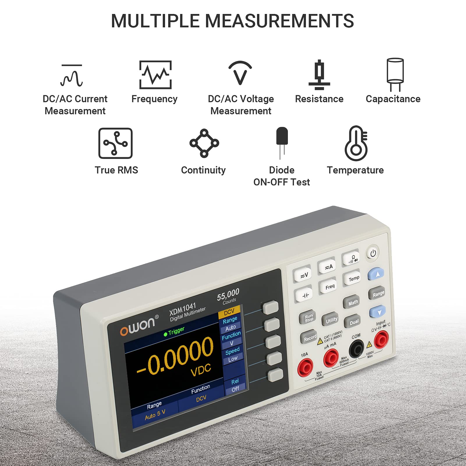 OWON XDM1041 USB/RS232 Digital Multimeter 55000 Counts High Accuracy Universal Desktop Temperature Multimeters Meter with 3.7Inch LCD Screen