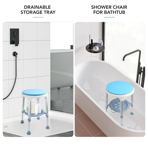 Shower Chair with Back 500lb, Boiarc Bariatric Shower Chair with Shower Head Holder, Anti-Slip Shower Bench for Inside Bathtub Stool for Seniors, Elderly, Disabled, Handicap (Small Shower Chair)