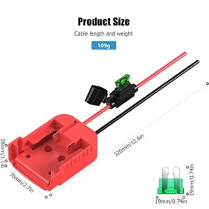 M18 Power Wheels Adapter for Milwaukee Battery 18V Battery Adapter for DIY Ride On Truck RC Toys Robotics, Upgrade Battery Conversion with Switch Fuse Holder 12AWG Wire and 30Amp Fuses Kit, Red