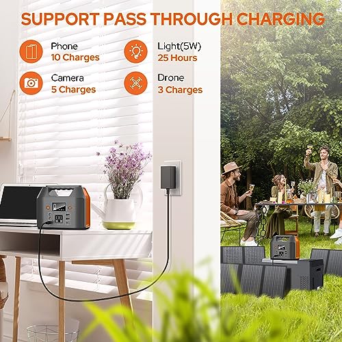 EnginStar 150W Small Solar Generator with 60W Solar Panel, 6 Outputs 42000mAh Portable Charger Power Bank for Outdoor Home Emergency