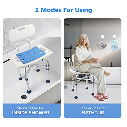Shower Chair with Back 500lb, Boiarc Bariatric Shower Chair with Shower Head Holder, Anti-Slip Shower Bench for Inside Bathtub Stool for Seniors, Elderly, Disabled, Handicap (Shower Chair with Back)
