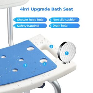 Shower Chair with Back 500lb, Boiarc Bariatric Shower Chair with Shower Head Holder, Anti-Slip Shower Bench for Inside Bathtub Stool for Seniors, Elderly, Disabled, Handicap (Shower Chair with Back)