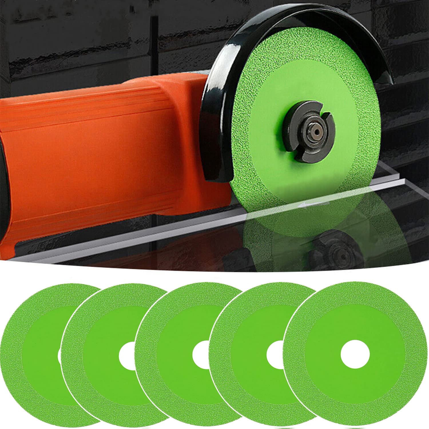 QWERF Cutting Disc, 4inch Ultra Thin Diamond Saw Blade Wheel for Angle Grinder Tiles Marble QWERF Cutting Processing (5 Pcs) Green,Jade