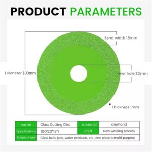 QWERF Cutting Disc, 4inch Ultra Thin Diamond Saw Blade Wheel for Angle Grinder Tiles Marble QWERF Cutting Processing (5 Pcs) Green,Jade