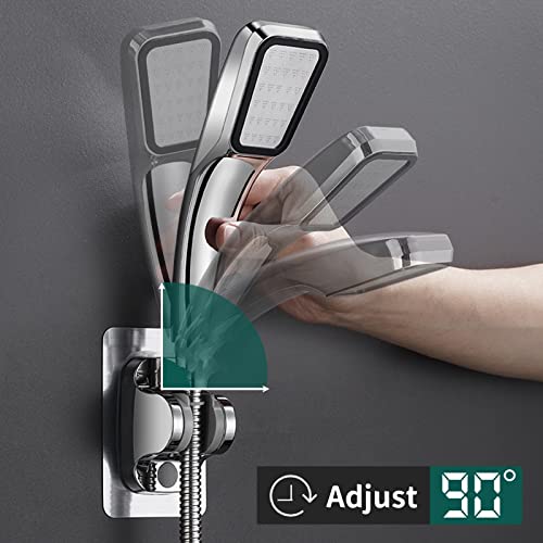 AMAGIANO Shower Head Holder Suction, Self-Adhesive Wall Mounted Shower Bracket Handheld Shower Head Holder，Adjustable Shower Head Holder（Chrome）