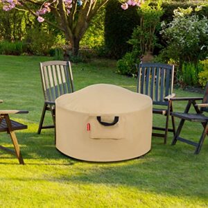 GDcaptain Fire Pit Cover Round 50Inch Durable Gas Fire Pit Cover Waterproof and UV-Resistant Patio Fire Bowl Cover for All Weather Protection Beige