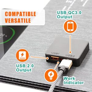 Foldable Solar Panel Charger w/ 5V/12V USB Ports 30W Portable Solar Charger for Cell Phone, Power Bank, Laptop, Digital Camera, Drone, etc.