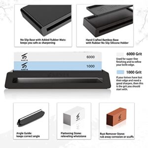 KERYE Premium XL Whetstone Kit, 1000/6000 Grit Extra Large Surface, Professional Japanese Knife Sharpening Stone Set, Wet Stone Sharpening Kit, Flattening Stone, Angle Guide