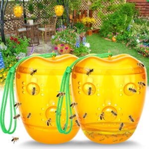 ddtnw traps outdoor hanging, wasps repellent trap bee traps for outside, ddtnw deterrent killer insect catcher, non-toxic reusable hornet traps yellow jacket traps outdoor hanging 2 pack (orange)