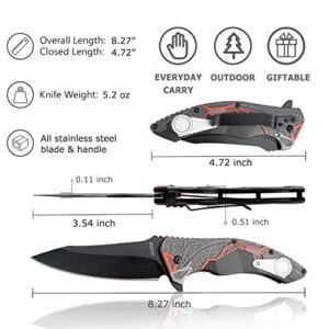 Pocket Knife for Men, Folding Pocket Knife with Clip, EDC Pocket Knives for women, Cool Camping Knife for Outdoor Hiking, Fishing, Birthday Gift for Dad, husband, boyfriend