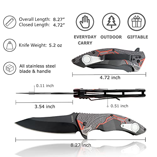 Pocket Knife for Men, Folding Pocket Knife with Clip, EDC Pocket Knives for women, Cool Camping Knife for Outdoor Hiking, Fishing, Birthday Gift for Dad, husband, boyfriend