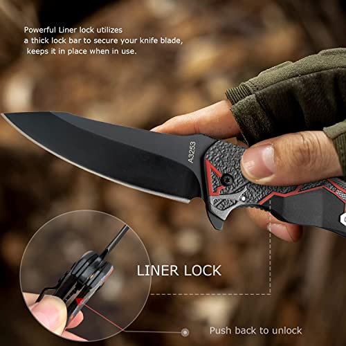 Pocket Knife for Men, Folding Pocket Knife with Clip, EDC Pocket Knives for women, Cool Camping Knife for Outdoor Hiking, Fishing, Birthday Gift for Dad, husband, boyfriend