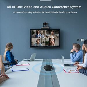 TONGVEO All-in-One Conference Room Video Camera System Bundle HD 1080P 60fps 3X Optical Zoom USB3.0 HDMI PTZ Camera and Bluetooth Conference Speakerphone with Microphones