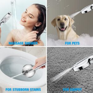 8 Massage Setting ＆ 2 Jet Modes High Pressure Shower Heads, 5.04" Large Size Handheld Shower Head 59" Stainless Steel Shower Head with Hose 360° Detachable Shower Head Aqua Care Shower Head