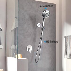 8 Massage Setting ＆ 2 Jet Modes High Pressure Shower Heads, 5.04" Large Size Handheld Shower Head 59" Stainless Steel Shower Head with Hose 360° Detachable Shower Head Aqua Care Shower Head