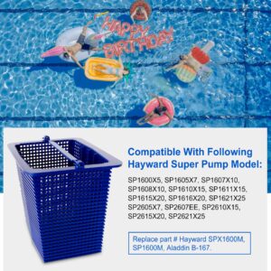 Porscan SPX1600M Skimmer Basket Fit for Hayward Super Pump - Replacement Strainer Pump Basket Compatible with Hayward SP2607X10 SP2615X20XE SP1615X20 Inground Pool Pump, Filter Basket Replaces SP1600M