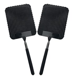2 pcs retractable fly swatters durable plastic fly swatter heavy duty with larger paddle, telescopic flyswatter with stainless steel handle