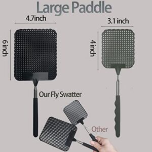 2 Pcs Retractable Fly Swatters Durable Plastic Fly Swatter Heavy Duty with Larger Paddle, Telescopic Flyswatter with Stainless Steel Handle