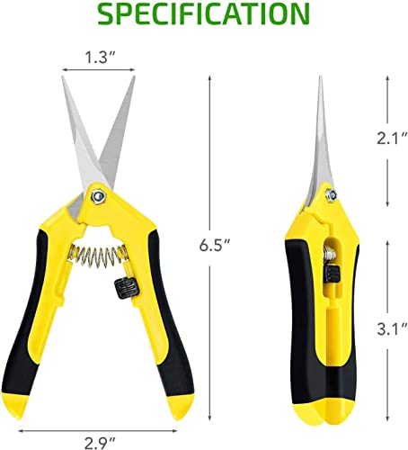 iPower 4-Pack 6.5 Inch Gardening Hand Pruner Pruning Shears Trimming Scissors with Straight Stainless Steel Blades for Bonsai, Herb, Bud, Hedge, Yellow