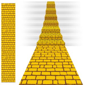long brick road floor runner brick wall backdrop, princess decorations, brick road for halloween wizard cosplay party, 31.5 inch x 16.4 feet (yellow)