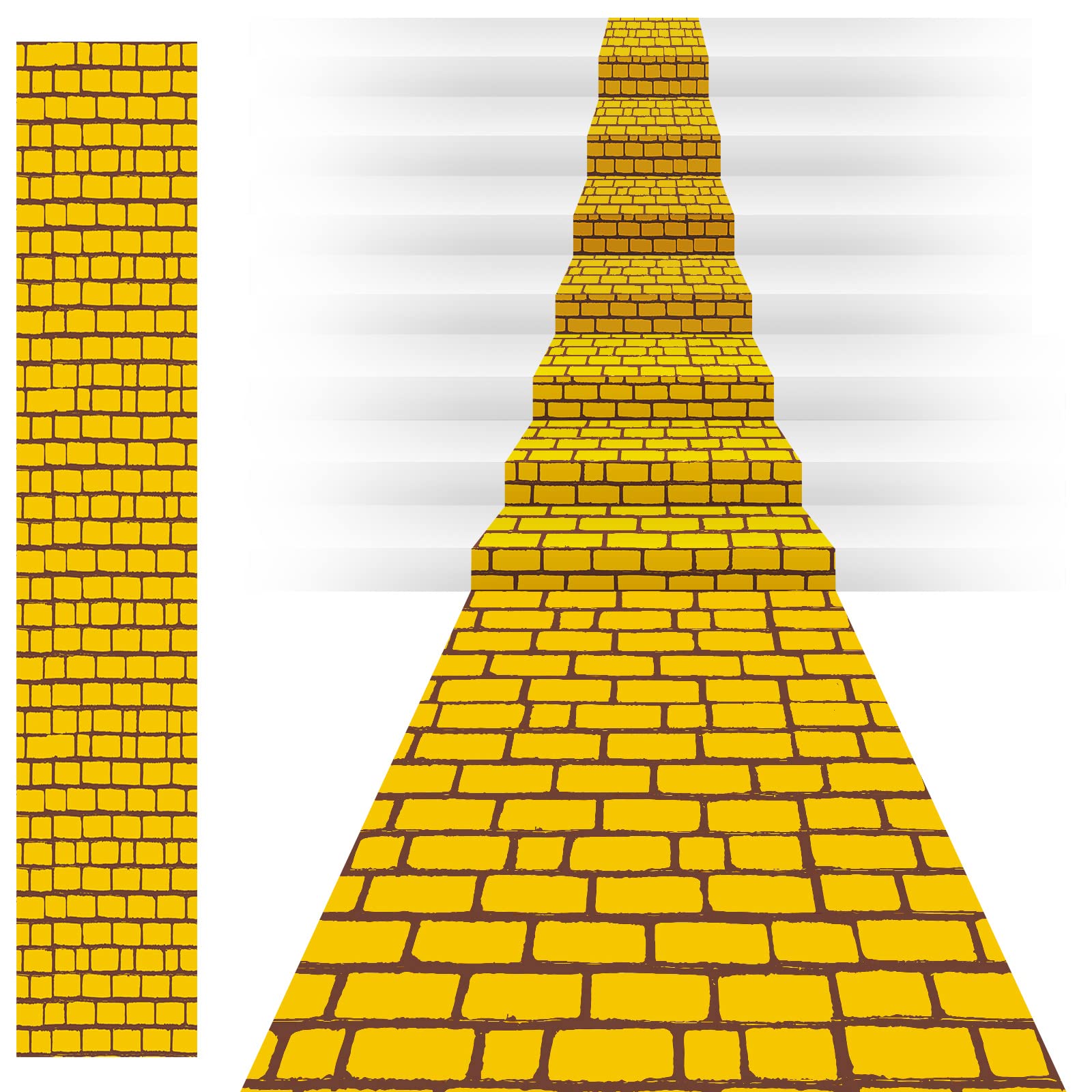 Long Brick Road Floor Runner Brick Wall Backdrop, Princess Decorations, Brick Road for Halloween Wizard Cosplay Party, 31.5 Inch x 16.4 Feet (Yellow)