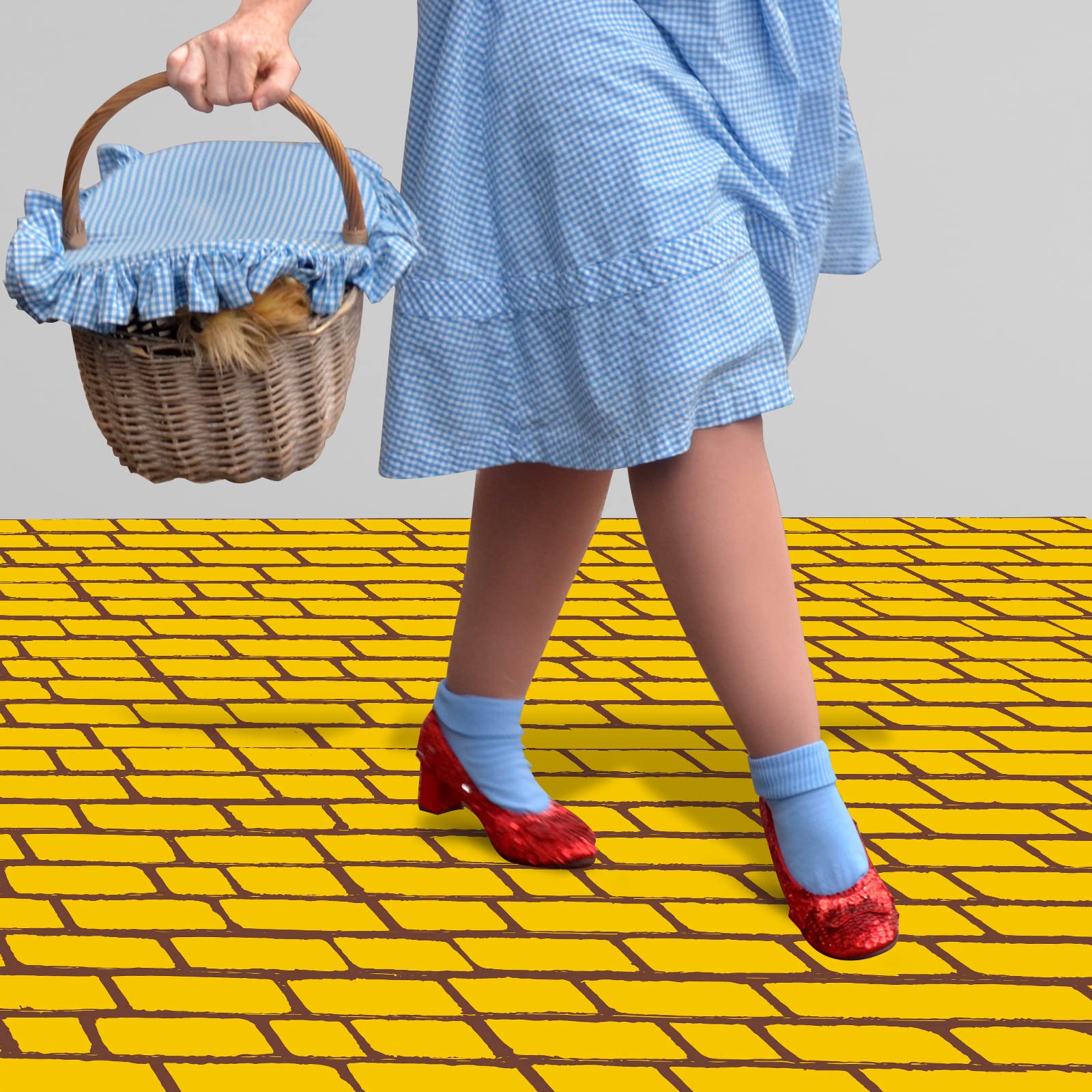 Long Brick Road Floor Runner Brick Wall Backdrop, Princess Decorations, Brick Road for Halloween Wizard Cosplay Party, 31.5 Inch x 16.4 Feet (Yellow)