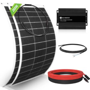 eco-worthy 260w flexible solar panel kit for golf cart,1040wh/day generation,charge while driving,extend battery life,go further：2pcs 130w solar panel,48v/60v/72v mppt boost charge controller