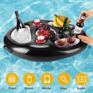 Pool Drink Holder Floats,Pool Accessories for Adult with Multi-Use Large Capacity Drink Float, for Swimming Pools & Hot Tub（Black）