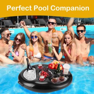 Pool Drink Holder Floats,Pool Accessories for Adult with Multi-Use Large Capacity Drink Float, for Swimming Pools & Hot Tub（Black）