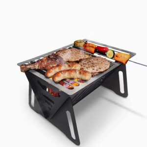 bodkar charcoal grill, small bbq grill portable lightweight smoker grill, barbecue grill desk tabletop outdoor grill for camping picnics garden beach party 6"*4.6"*4.9"