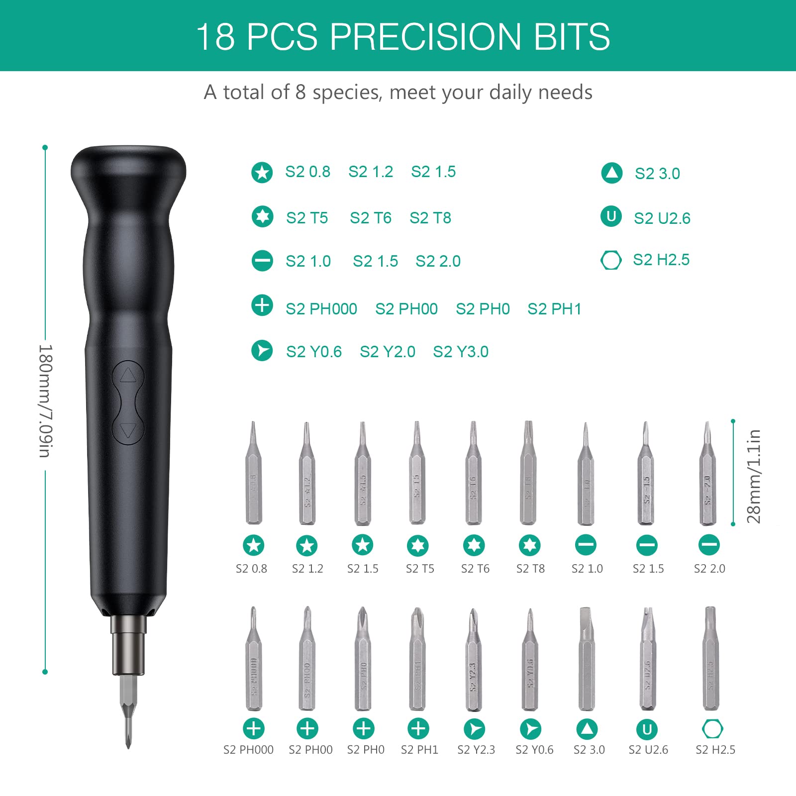 ORIA Cordless Electric Screwdriver, (Upgraded) 21 in 1 Electric Screwdriver Set, Electric & Manual 2 IN 1 Rechargeable Cordless Screwdriver Kit with Built-in LED Light, for PC, Phone,Toy