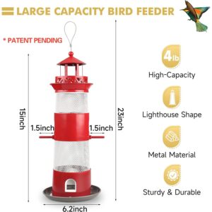 Decflow Bird Feeders for Outdoors Hanging, Wild Bird Feeders for Outside Squirrel Proof, Metal Bird Seed Feeder for Small Birds, 4 lbs Large Capacity for Cardinal, Finch, Sparrow, Blue Jay.