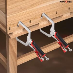 MAXPOWER 12.5-Inch Pocket Hole Clamp, 2 Pack Right Angle Clamp for Woodworking and Pocket Hole Joinery