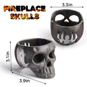 JTRF Metal Fireplace Decor Gothic Skulls for Firepit, Bonfire, Campfire, Grilling,Campouts,Hunting Trips | Halloween Fireproof Fire Pit Skull Log for Gas,Propane,or Wood Fires (Pack of 1)