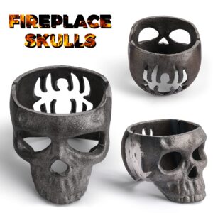 JTRF Metal Fireplace Decor Gothic Skulls for Firepit, Bonfire, Campfire, Grilling,Campouts,Hunting Trips | Halloween Fireproof Fire Pit Skull Log for Gas,Propane,or Wood Fires (Pack of 1)