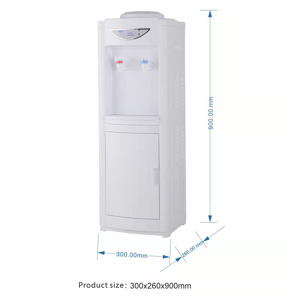 Hot&Cold Water Cooler Dispenser, 5 Gallon Top Loading Water Cooler for Home Office, Water Cooler Dispenser with Storage Cabinet, Chile Safety Lock,White