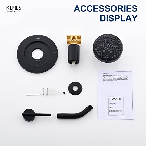 KENES Matte Black Single Handle Shower Faucet, Modern Shower Trim Kit with 10-Spray, Rainfall Shower System Bathroom Shower Trim Systems Wall Mount, KE-6019B-2 (Shower Valve Included)